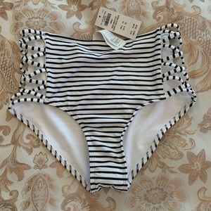 Hollister High Waisted Stripe Swim Bottom, size S